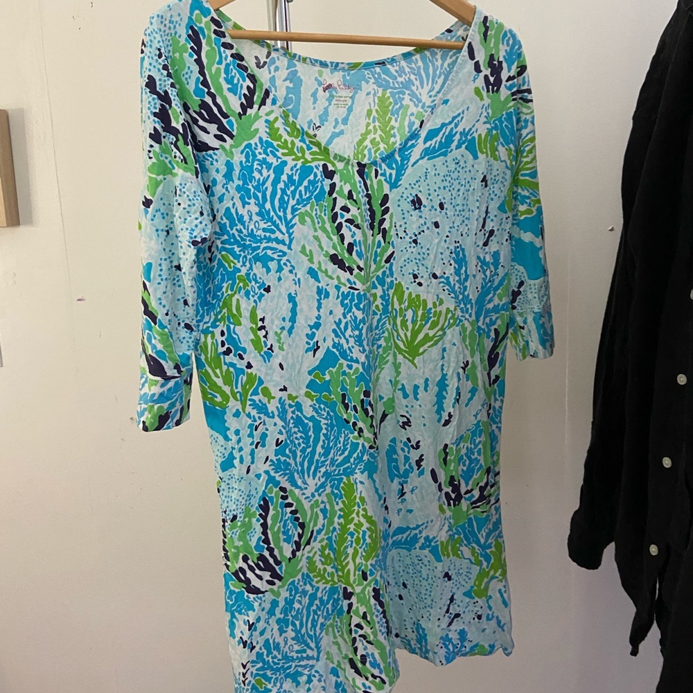 Lilly Pulitzer blue and green coral print dress